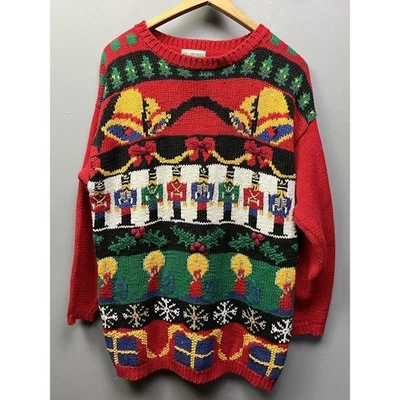 Suéter Hillary Paige Mujer Grande Rojo Tejido De Colección Invierno Cascanueces Vacaciones Foto 1 de 4