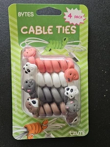 Lot de 4 attaches de câble Tzumi Bytes organisateurs de fil pour animaux mignons attaches de câble en spirale - Photo 1/4