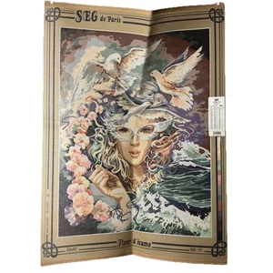 Vintage "Fleur d'écume" SEG de Paris 24x32" Tapestry/Needlepoint Canvas NP13 - Picture 1 of 7