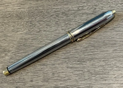 Caneta esferográfica Cross Townsend acabamento dourado 24kt medalhista cromada EUA prata ouro - Imagem 1 de 4