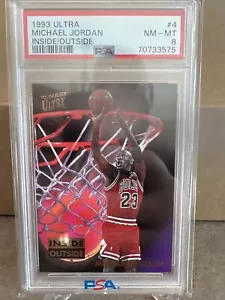 1993-94 Fleer Ultra Inside Outside #4 Michael Jordan Bulls HOF PSA 8 NM-MT - Foto 1 di 3