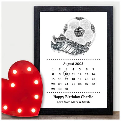 BEECREATIVE Personalised Football Birthday Gifts for Him 13th 16th 18th 21st Boys Male Son