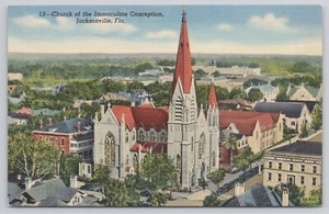 Jacksonville FL Kirche der Unbefleckten Empfängnis Florida Leinen um 1942 Postkarte - Bild 1 von 2