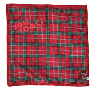 Vivienne Westwood Pocket Square Red Tartan Plaid TIME TO ACT Cotton Italy New - Picture 1 of 6
