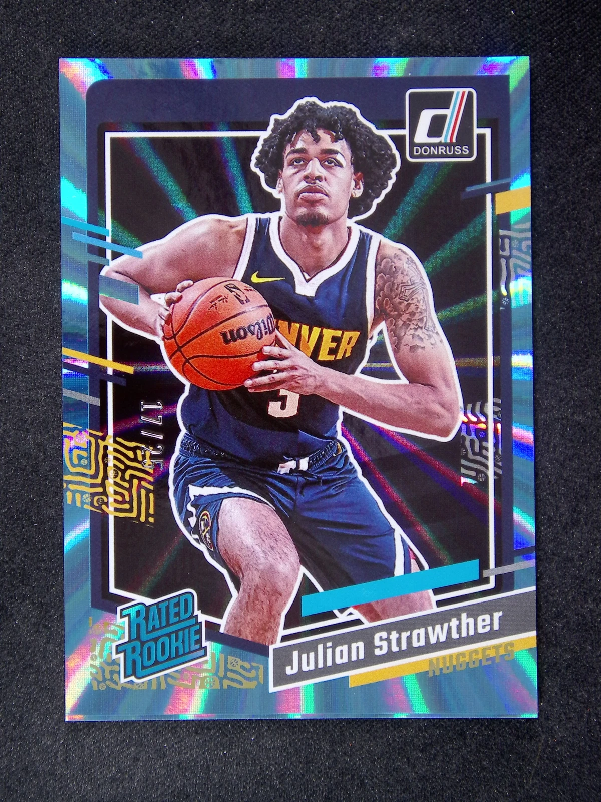 2023-24 Donruss Julian Strawther #242 Rated Rookie Light Blue Holo Laser /25