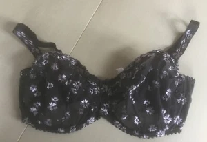 BH „PRIMADONNA“, GR. 85 F, GRAU MIT WEISSEN STILISIERTEN BLUMEN! NICHT GETRAGEN! - Bild 1 von 4