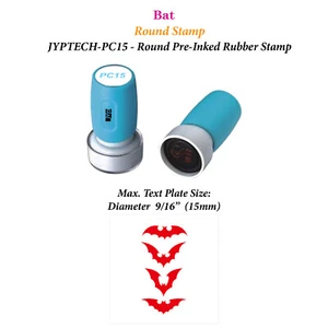 Bat Round Teacher Stamp JYP PC15 Pre-Inked Rubber Stamp - Picture 1 of 2
