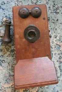 OLD ANTIQUE KELLOGG WOOD WALL TELEPHONE CASE ONLY - Picture 1 of 9