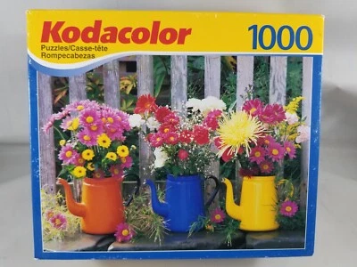 Kodacolor Enamel Pot Jigsaw Puzzle 1000 Piece Flowers Bouquet Fence Kodak - Image 1 of 4