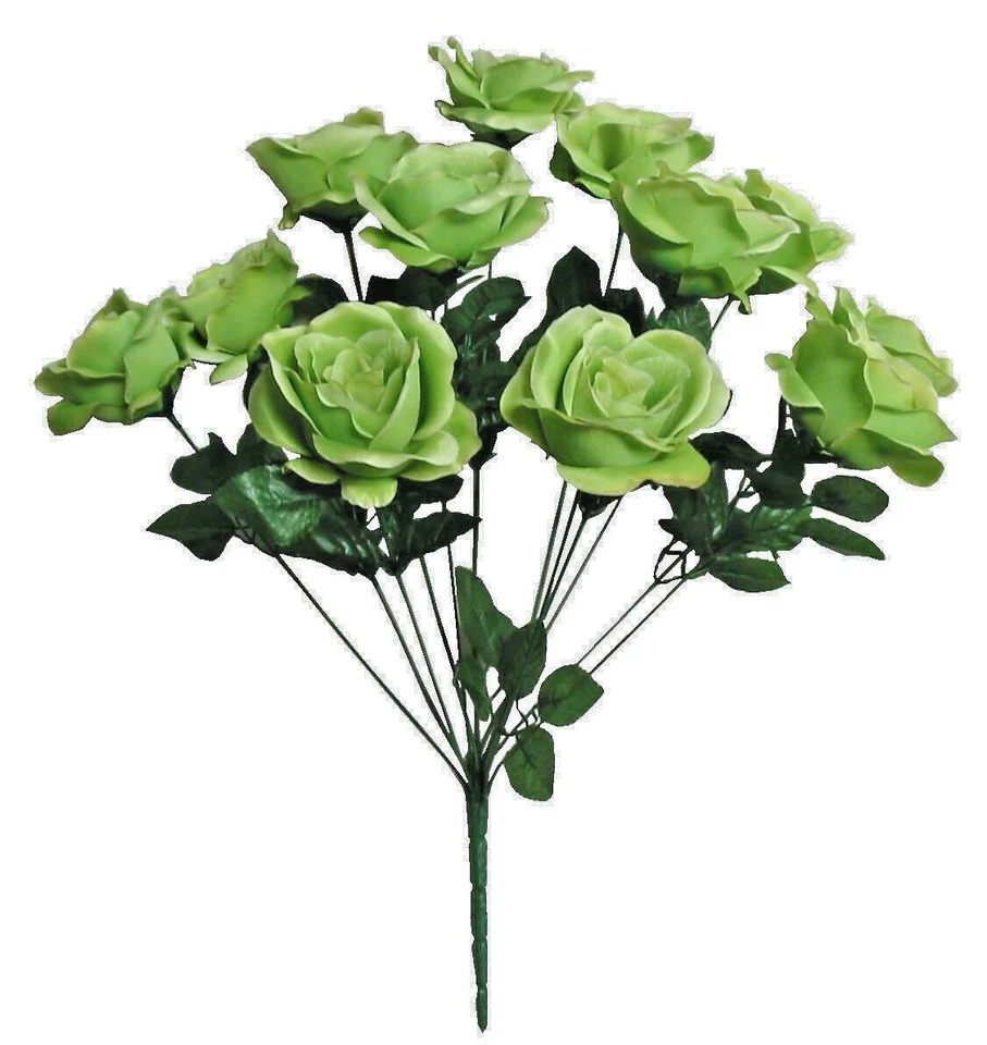 Flor de seda arbusto verde 12-4" rosa 21" hogar artesanía fiesta interior exterior decoración EE. UU. Foto 1 de 1