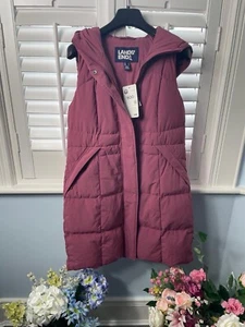 Lands' End Hyperdry Padded Dark Pink Zip Covered Pockets GILLET UK Small S - Picture 1 of 11