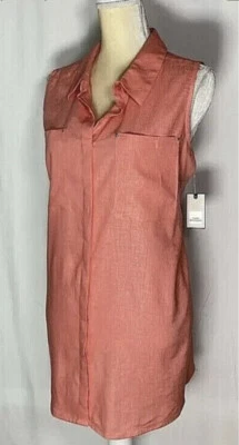 Dana Buchman Women Tunic Blouse Shirt Top XXL /2XL Sleeveless Linen Button Coral - Image 1 of 4