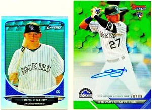 2 LOT: 2013 Chrome REFRACTOR & 2016 Bowman's Best Trevor Story RC AUTO 79/99!  - Bild 1 von 6