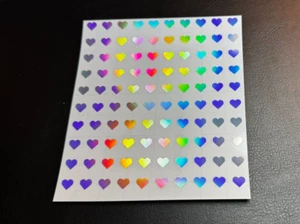Mini Holographic Heart Stickers Sheet - 100 Hearts Per Sheet Silver Holographic - Picture 1 of 4