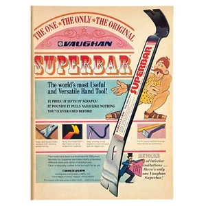 Vaughan Superbar Print Ad 1979 8x10.75" Vintage 70s Pry Hand Tool - Imagen 1 de 1