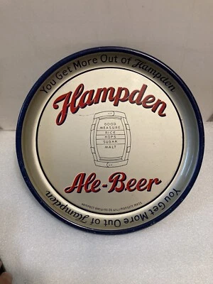 HAMPDEN ALE-BEER 13 INCH METAL BEER TRAY. HAMPDEN BREWING, MASSACHUSETTS - Image 1 of 4