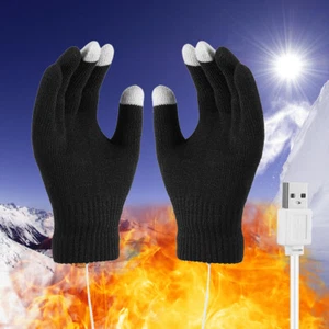 USB Rechargeable Electric Heating Gloves Winter Warm Ski Touchscreen Men Women - Picture 1 of 12