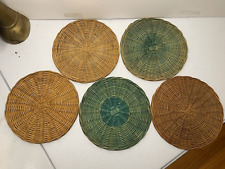 Vintage Woven Straw Pot Holders Trivets Set Of Five.  Each a 7" diameter