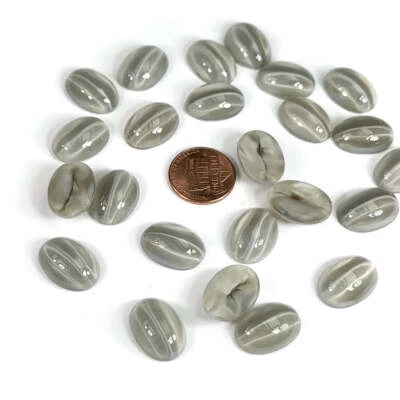 Gray Cats Eyes Vintage Czech Glass Medium Dome Oval Cabochons 24pcs 18x13mm J749 - Image 1 of 2