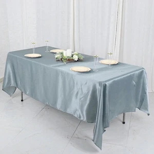 60x102-Inch RECTANGULAR SATIN TABLECLOTH Dinner Wedding Party Linens Decorations - Picture 1 of 225