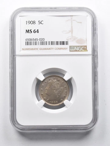 MS64 1908 Liberty V Nickel NGC *1397 Cover