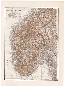 SOUTHERN NORWAY - Topographic Relief Bergen 1911 Original Antique Map w Video - Picture 1 of 2