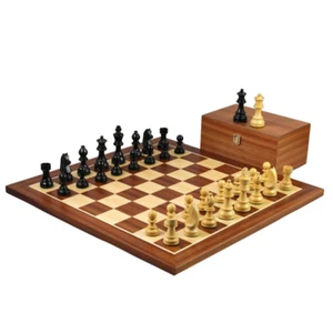 Mahogany Chess Set 21 Inch with Weighted Ebonised German Staunton Chess Pieces 3 - Picture 1 of 10