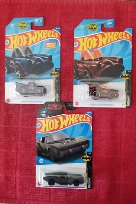 2022 Hot Wheels Batman  Classic TV Series Batmobile Lot Of 3 #1/5,3/5 5/5 New - Image 1 of 4