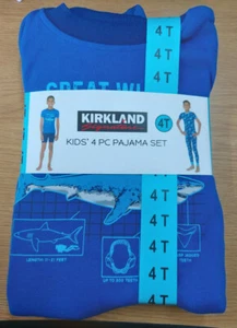 Kirkland Signature Shark set of 2 Pyjamas Blue Size 4T - Picture 1 of 2