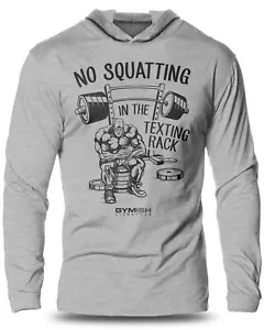 069. No Squatting Lightweight Long Sleeve Hooded T-Shirt for Men - Picture 1 of 12