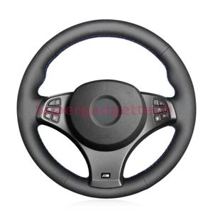 Black &Hole Leather Steering Wheel Red Stitch Wrap Cover For BMW X3 M Sport E83 - Picture 1 of 10