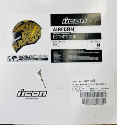 Casco ICON Airform Esthetique en Dorado 0101-13672, Talla Mediana - NUEVO/DAÑO EN CAJA Foto 1 de 4