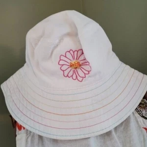 Vtg GYMBOREE Girls L-XXL 5-7 white sunhat rainbow stripes - Picture 1 of 8