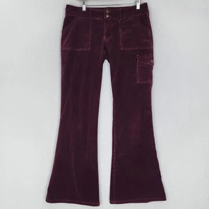 Abercrombie Fitch Pants Womens 8 Burgundy Corduroy Cargo Flare Leg Mid Rise - Picture 1 of 10
