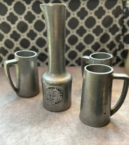 Pewter Wine Pitcher Decanter Bacchus God Of Wind Mugs Stein Royal Winton Vintage - Picture 1 of 21