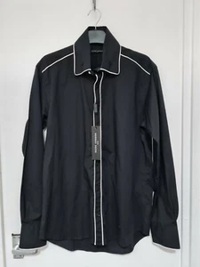 Guid London Mens Black/white Trim Long Sleeve Shirt Size L - Picture 1 of 10