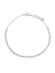 Authentic Crislu Fancy Bezel CZ Chain Anklet in Platinum - Picture 1 of 1
