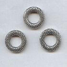 3 VINTAGE SILVER MESH 24mm. DONUT RING ROUND BEAD FINDINGS 304
