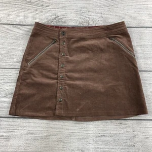 Kuhl Brown Corduroy Asymmetrical Short Mini Skirt Women Size 8 w/ Zipper Pockets - Picture 1 of 6