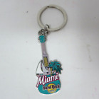 Hard Rock Cafe Miami Keychain Key Ring Guitar Sailboat Palm Tree Souvenir Logo