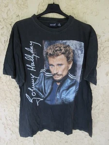 T-shirt JOHNNY HALLYDAY vintage La Tournée des Stades 2003 coton noir M - Picture 1 of 6