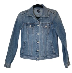 Giacca jeans donna GAP denim XS lavaggio medio bottoni antistress sul colletto - Foto 1 di 12