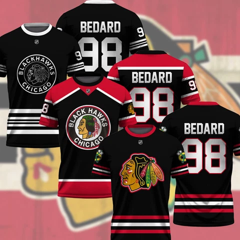 SALE!! Connor Bedard #98 Chicago Team Blackhawks Name & Number 3D T-Shirt Cover