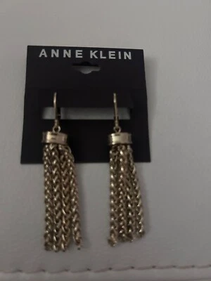 Anne Klein Woven Link Tassel Drop Earrings - Image 1 of 4