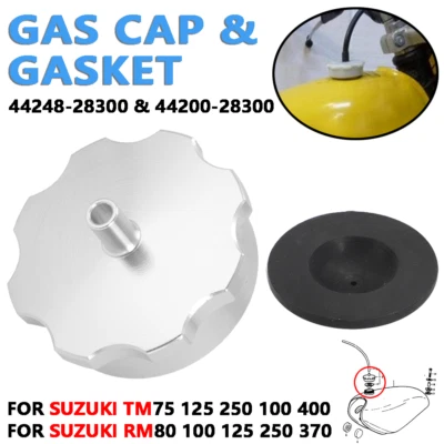 Tapa y junta de gasolina de aluminio Billet 1973-1977 para Suzuki TM RM 100 125 250 370 400 Foto 1 de 4