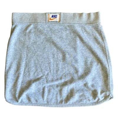 RARE Nike Skirt Women's Sz L (12-14) BOX LOGO Cotton Gray Stretch Elastic Waist - Image 1 of 4