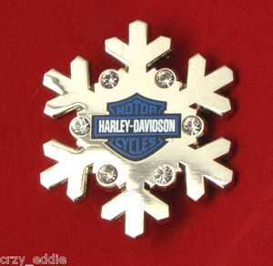Harley Davidson chaleco copo de nieve estrás pin de Navidad ostentoso chaleco navideño pin - Imagen 1 de 3