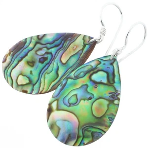 925 Sterlingsilber Träne Paua Abalone Muschel Sterling Ohrringe, 1 1/4" - Bild 1 von 2
