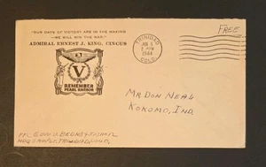 US Stamps 1944 WWII Admiral King Pearl Harbor Free Trinidad, CO Patriotic Cover - Picture 1 of 1