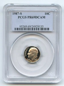 Moneda de diez centavos Roosevelt 1987 S 10C prueba graduación profesional cámara Pr69D - Imagen 1 de 1